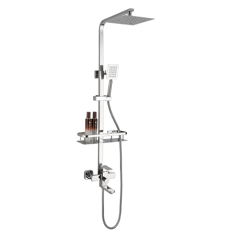 

Stainless steel bright surface liftable bathroom mirror surface light shower pressurized shower faucet set