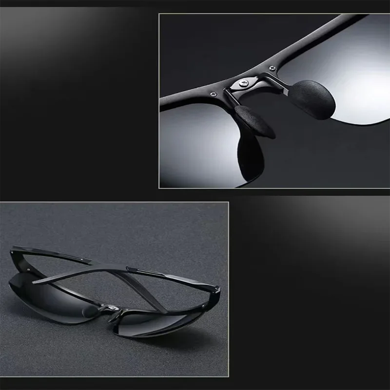 새로운 남성 편광 선글라스 남성 광 변색 사각형 태양 안경 야외 낚시 야간 운전 안경 UV400 Oculos De Sol