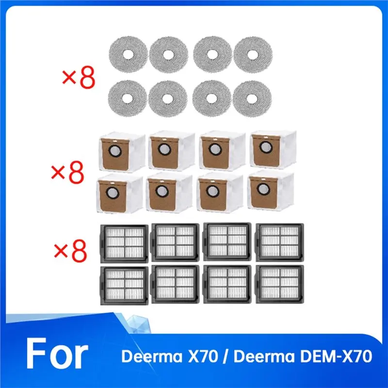 TCF Replacement Parts Kit for Deerma X70 DEM-X70 Vacuum Cleaner, HEPA Filter Mop Cloth Dust Bag Accessories for Deerma X70