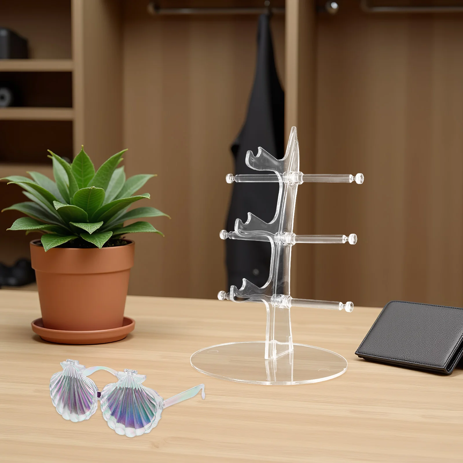 

Sunglasses Display Rack Transparent 3-Layer Plastic Desktop Organizer For Eyeglasses Jewelry Storage Stand Home Shop Decor