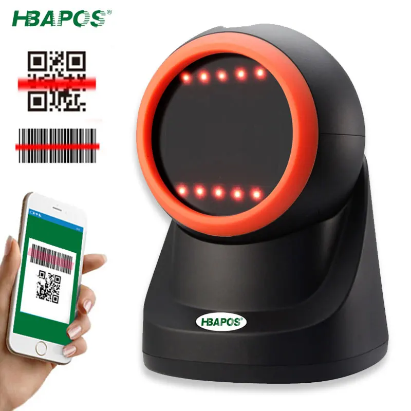 Desktop Barcode Scanner Omnidirectional USB Barcode Reader Wired 1D QR 2D Screen Barcodes Scanning Platform Scanner