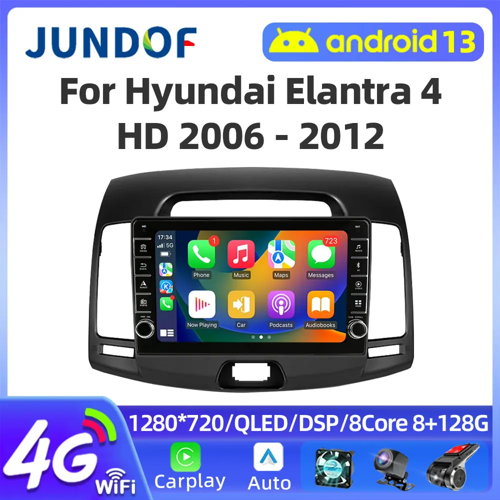 

Jundof Android 13 2Din Car Radio Multimedia Video Player for Hyundai Elantra 4 HD 2006 - 2012 Navigation GPS Auto Stereo Carplay