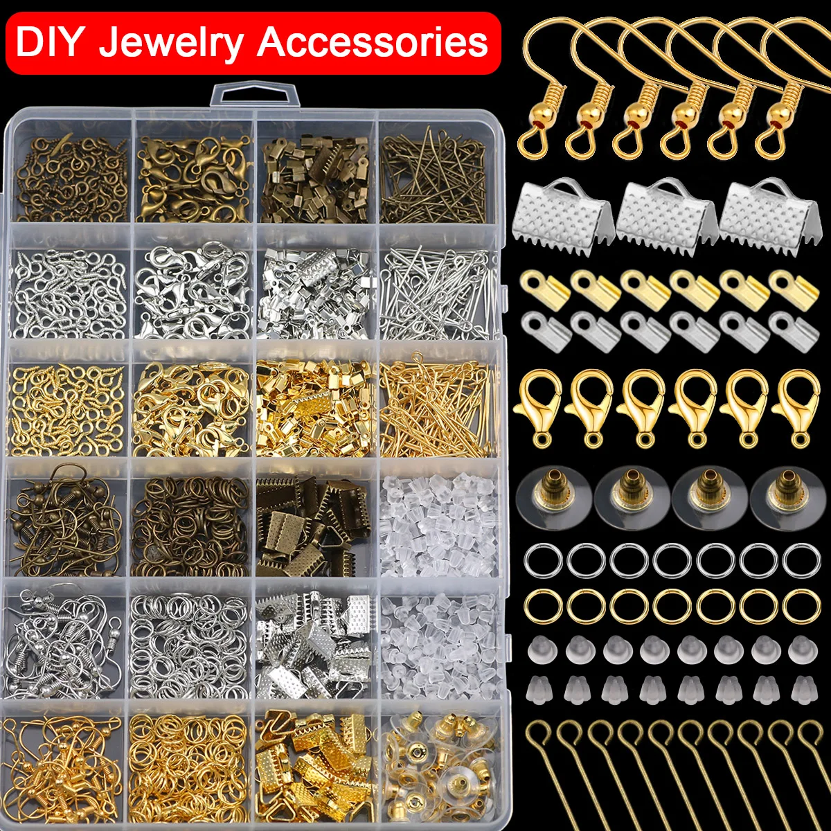 

1Box Golden Silvery Lobster Clasp Closed loop Rings For Jewelry Making Bracelets Necklaces Hooks Chain Closure DIY Accessories