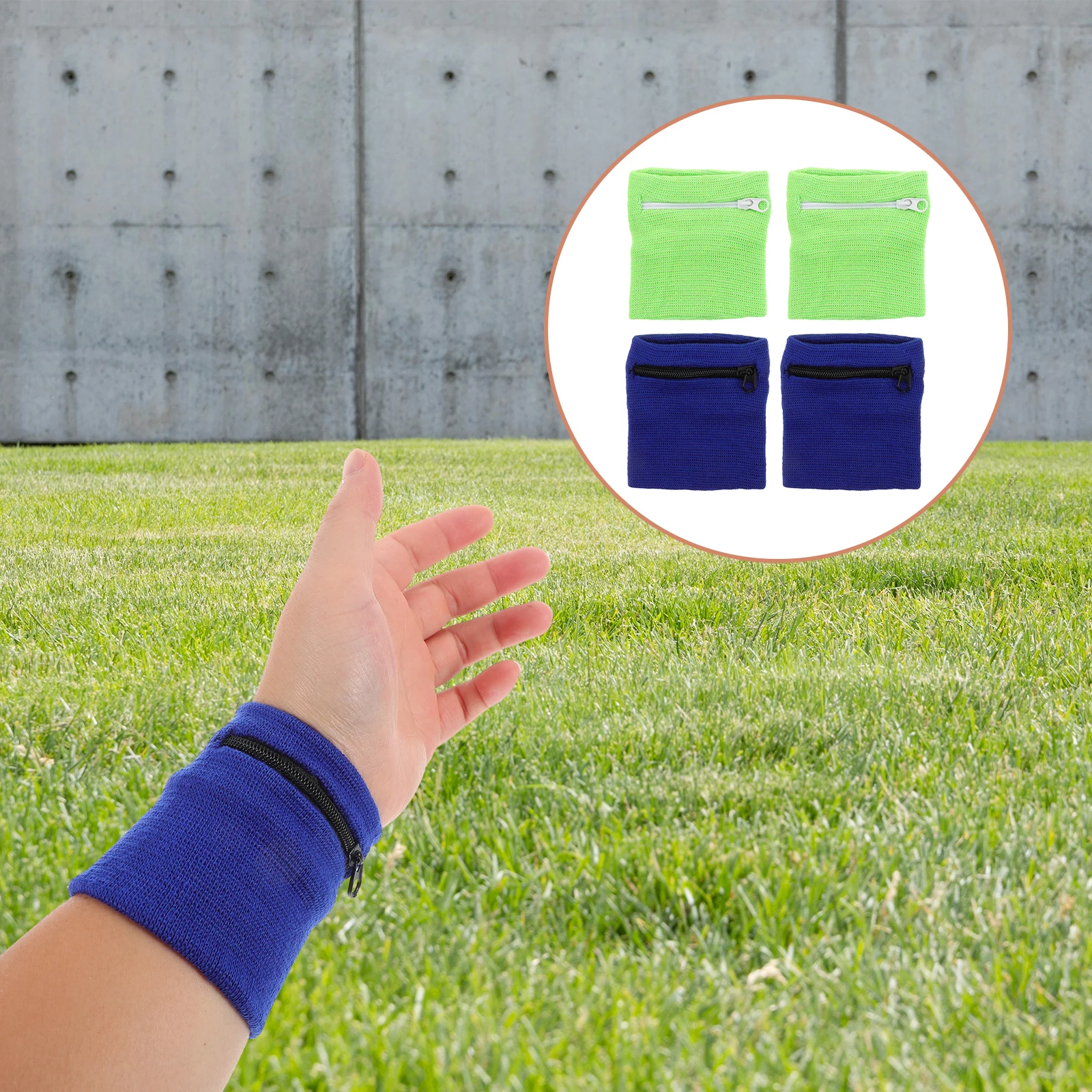 

4pcs Wristbands For Men Women Sweat Sports Wrist Guard Arm Sleeve Cotton Gym Football Sweatband Zipper Pocket Wristband Pouch