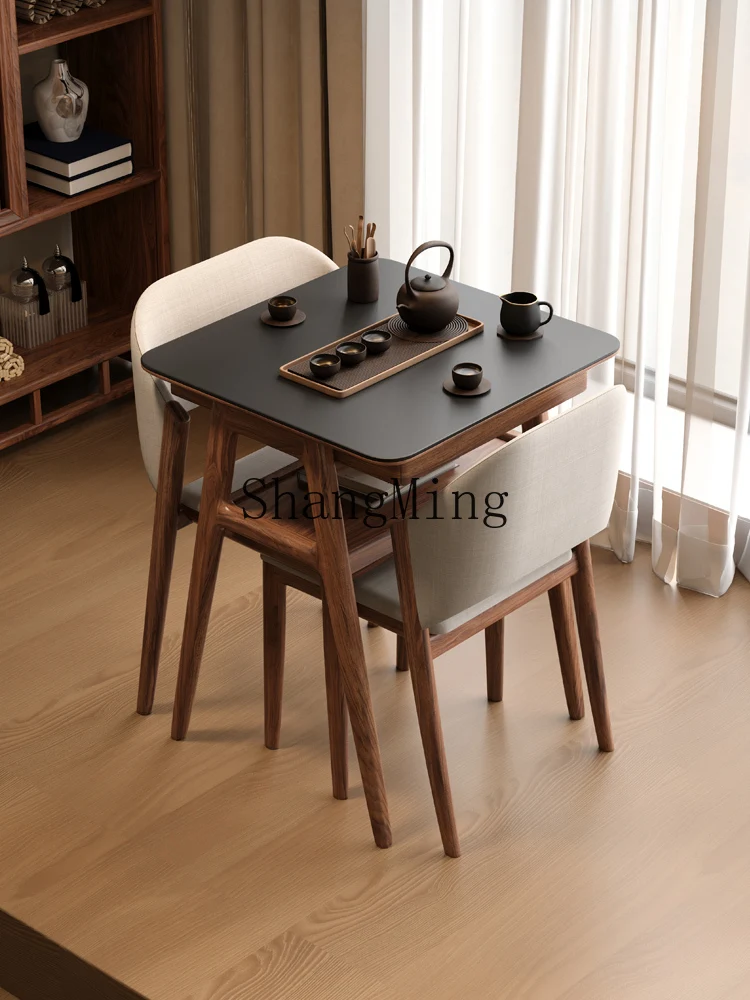 

HJ new modern home balcony tea table home small leisure living room solid wood table and chair combination