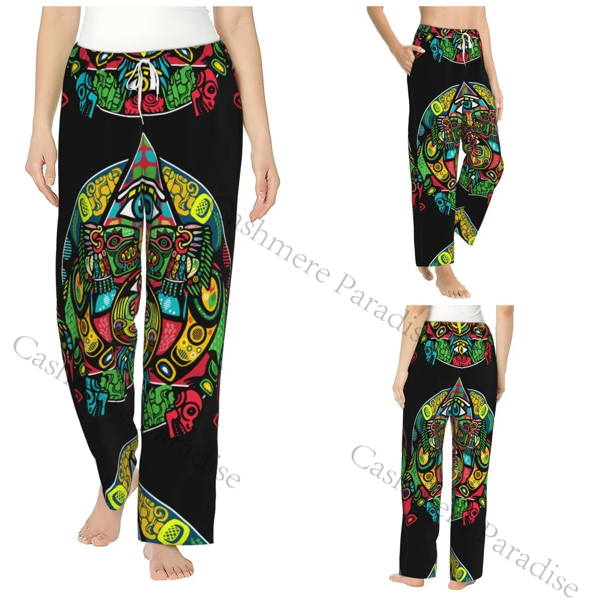 American Aztec Mayan Mexican Warm Women Pajama Pants Flannel Sleep Bottoms Soft Fleece Loungewear