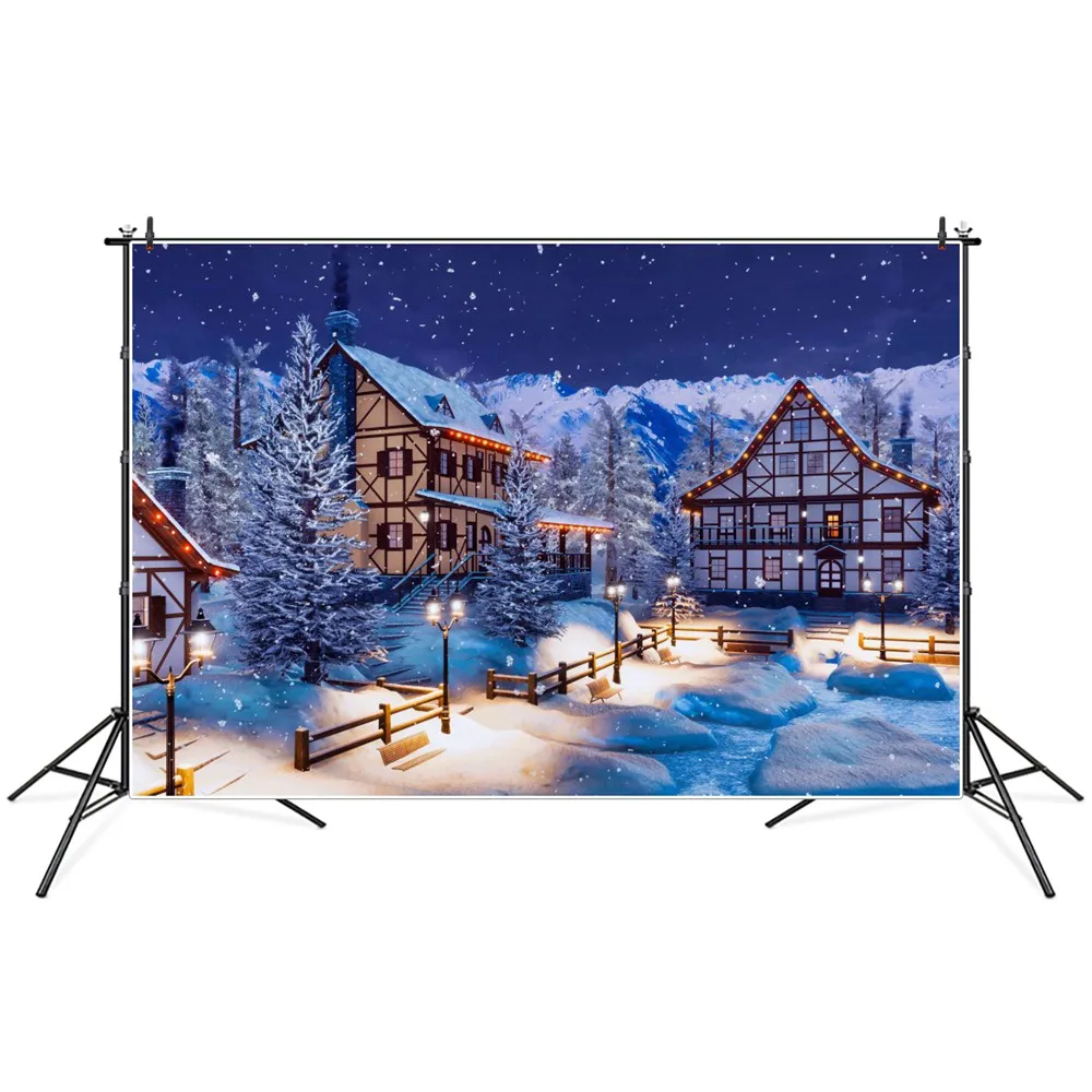 Winter Nightclothes Apartment Lanterns Christmas Photography Backgrounds Custom Baby Party Decoration Photo Booth Backdrops