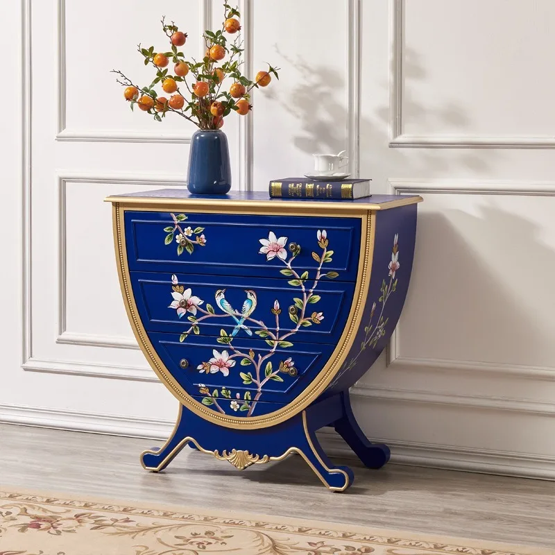 Supreme American entrance cabinet ingot cabinet painted three-bucket cabinet living room French decorative side door loc