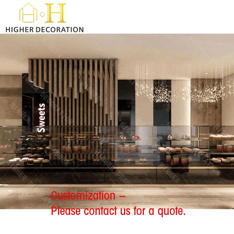 

custom.Luxury Bakery Shop Interior Design Customized High Quality Marble Bakery Display Counter With Glass Bread Display Shelf f