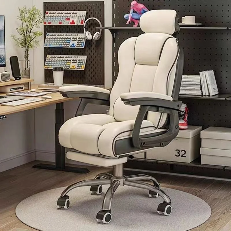 luxury white racing office chair comfortable boss reclining swivel chair executive leather ergonomic office chair