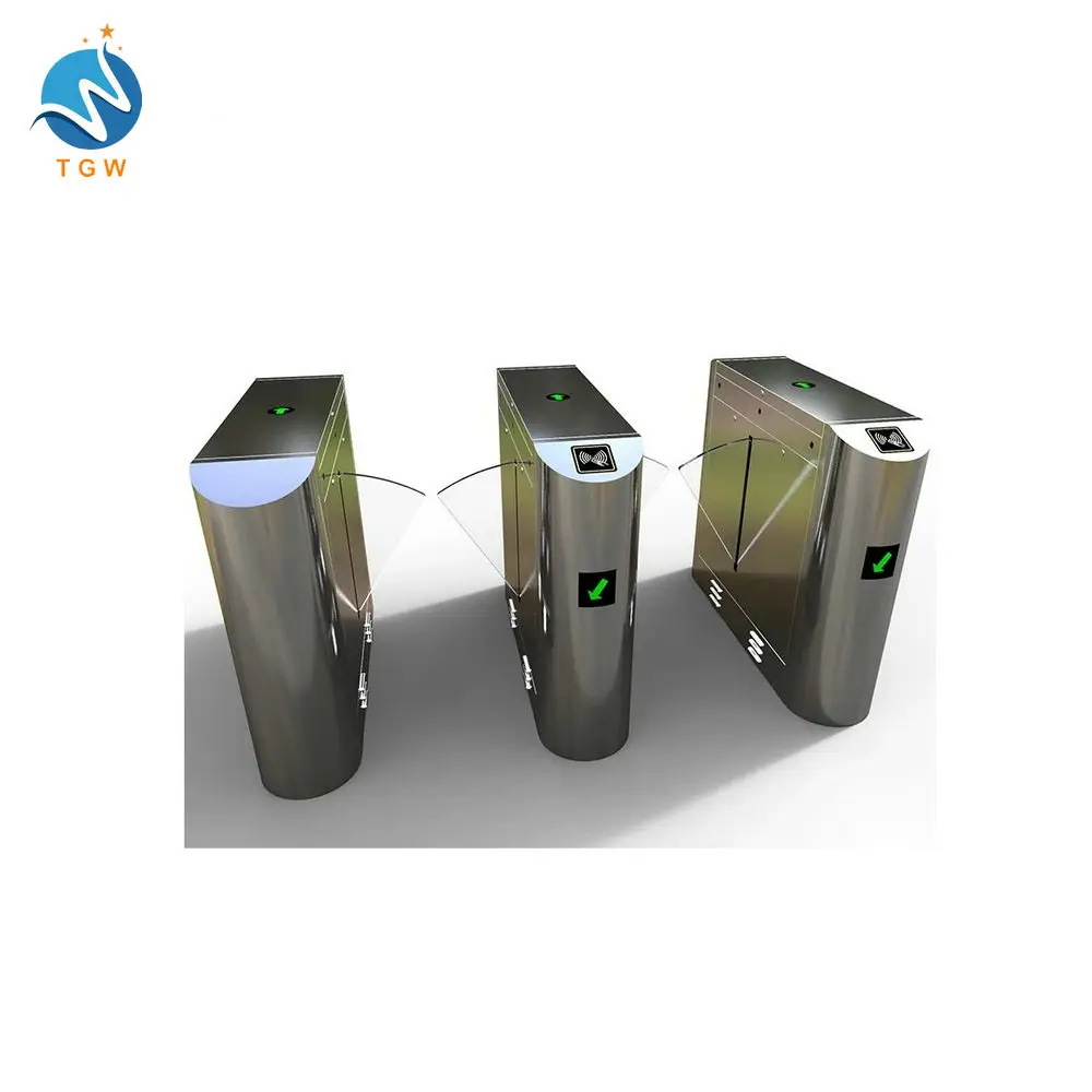 Building Entrance Pedestrian Management Access Control Stainless Steel Flap Turnstile Brushless Motor Collision Avoidance