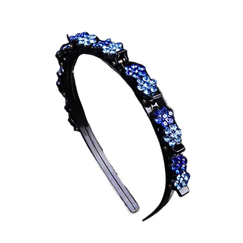 

Elegant Hair Bands with Clips Sweet Plum Blossom Rhinestone Bangs Clip Headband Headwear Multi-storey Shiny Flower Hair Hoop