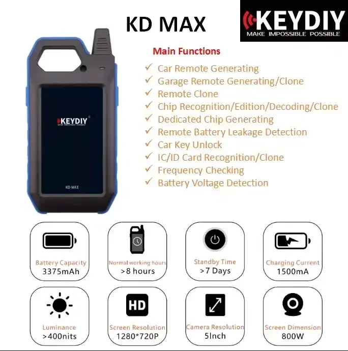 KEYDIY KD-Max Key Tool Unlock Remote Generator Chip Reader Mutil-functional Smart Device KEYDIY KD-MAX Car Key Programmer