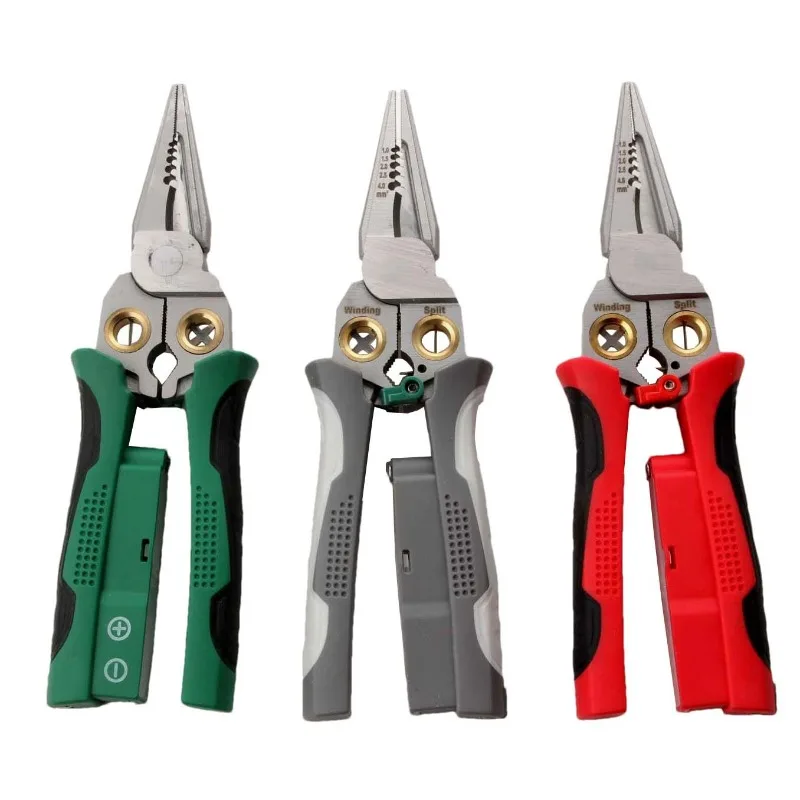 

Multi functional stainless steel wire stripping pliers 8-in-1 with measuring wire pliers, cable scissors, electrician pliers