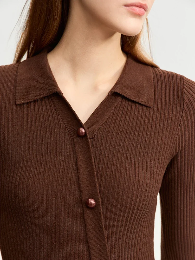 AMII-vestido de punto con botones para mujer, vestidos por debajo de la rodilla ajustados de estilo chino con abertura en A, primavera 2025, nueva moda 12353106