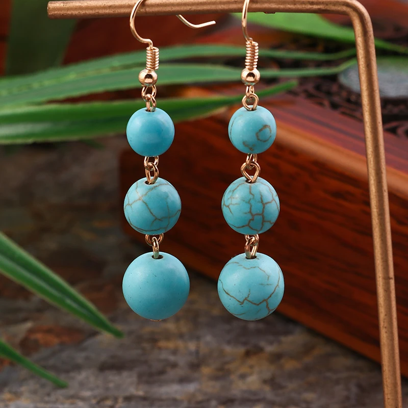 Bohemian Turquoise Drop Earrings for Women Girls Party Holiday Jewelry Gifts