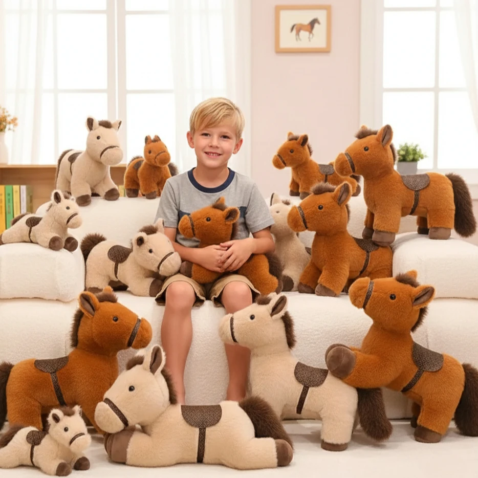 1/3/5PCS Adorable Plush Pony Stuffed Animal Toy Soft Comfort Doll for Year of the Horse Annual Party Gift Bedroom Decor