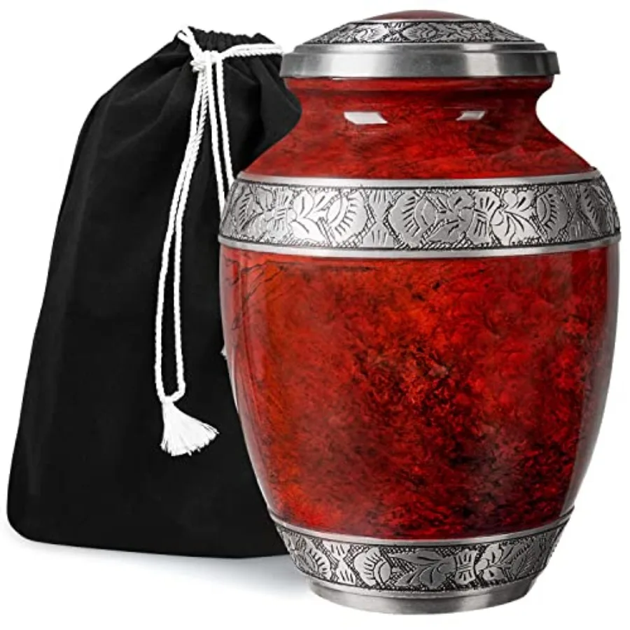 

Cremation Urn for Adult Human Ashes - Large Handcrafted Funeral Memorial Color Aluminum - 9.6 x 6.8
