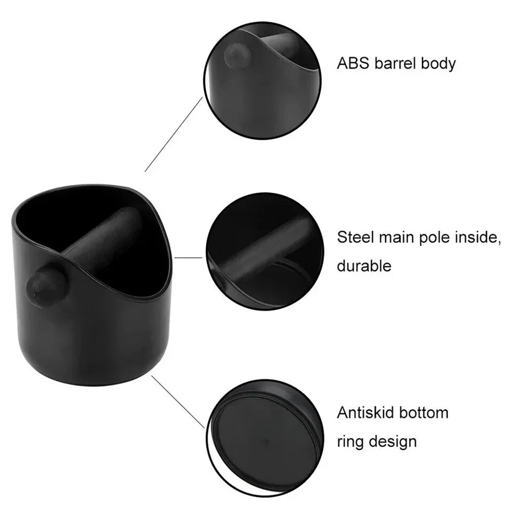 Shock-Absorbent Coffee Knock Box Anti-slip Espresso Dump Bin For Coffee Grounds with Removable Knock Bar Coffee Grind Waste Bin