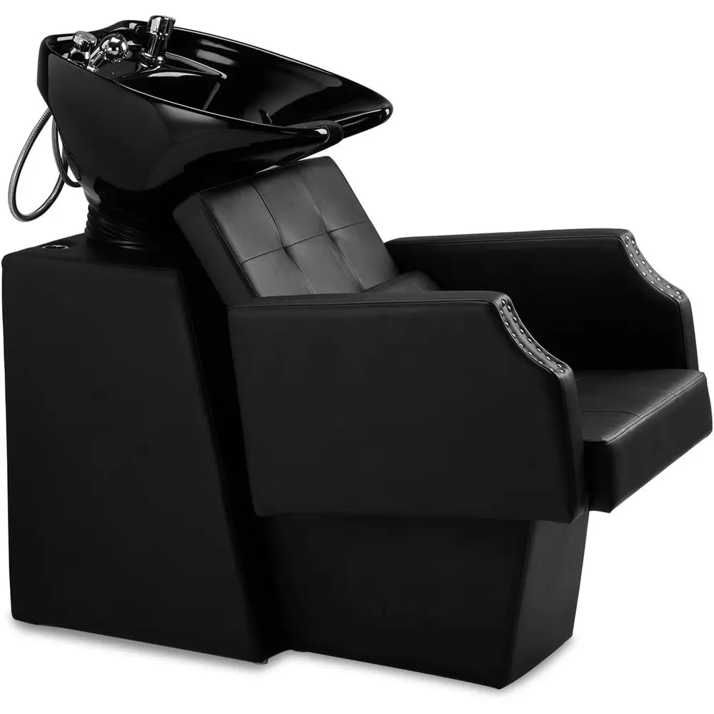

Shampoo Backwash Chair, Hair Wash Stations with Large Ceramic Bowl, Adjustable Shampoo Bowl Sink Chair for Barbershop Beauty Spa