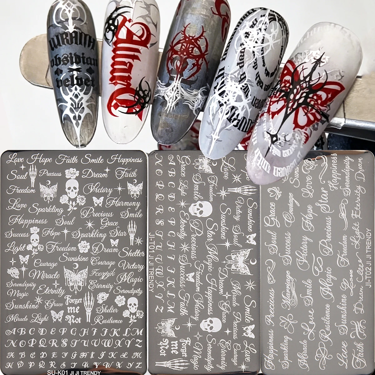 Nail Art Gothic - Gotycka płytka do stemplowania paznokci, szablon