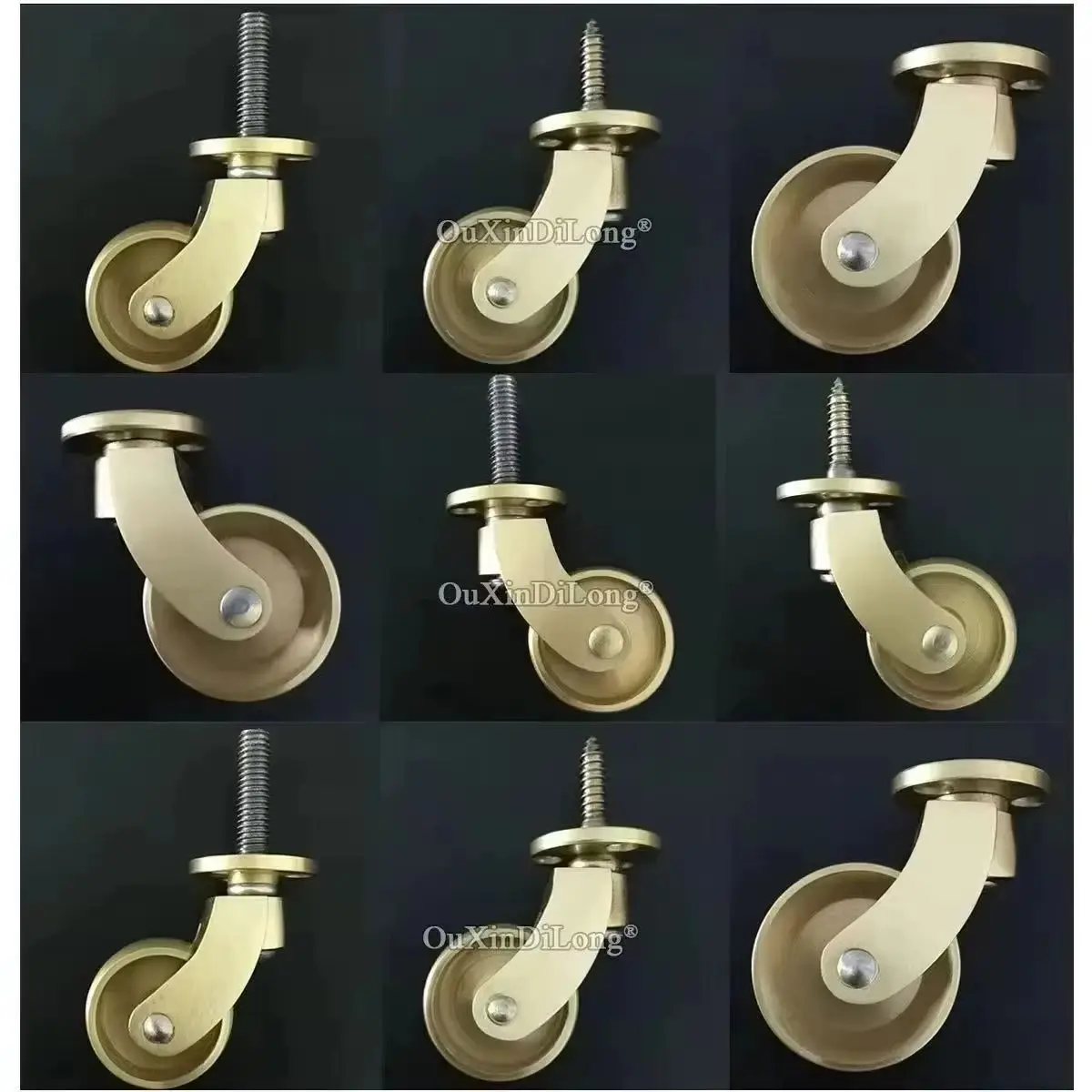 4PCS 1.25''/1.34'' Solid Brass Casters Tea Table Chair Sofa Piano Cabinet Furniture Castors 360° Swivel Smoothly Moving Wheels