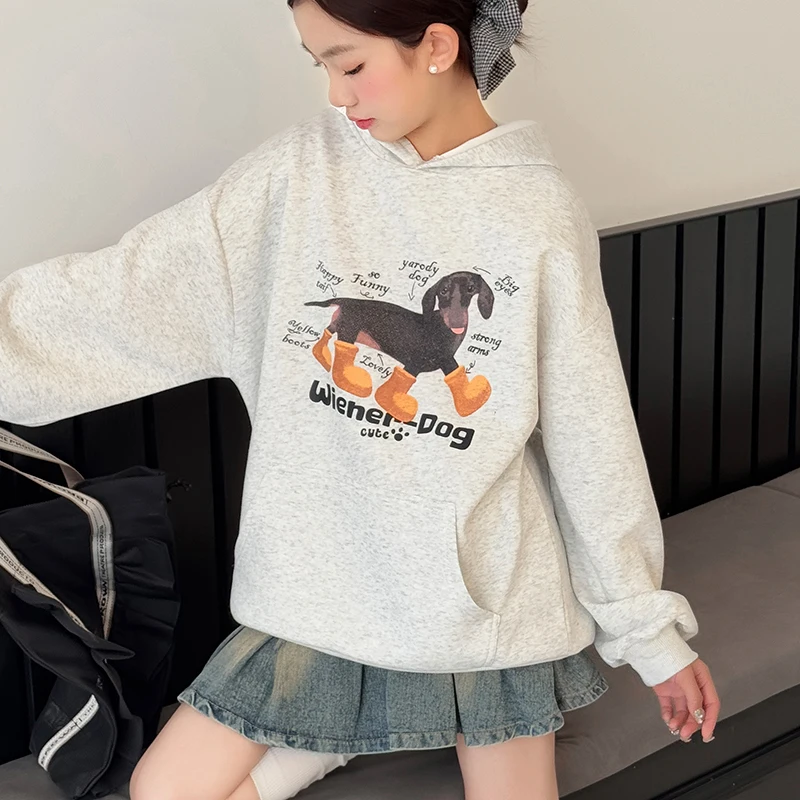 Girls' hoodies spring clothes Korean and Western styles fashionable girls big children super big good-looking children's c