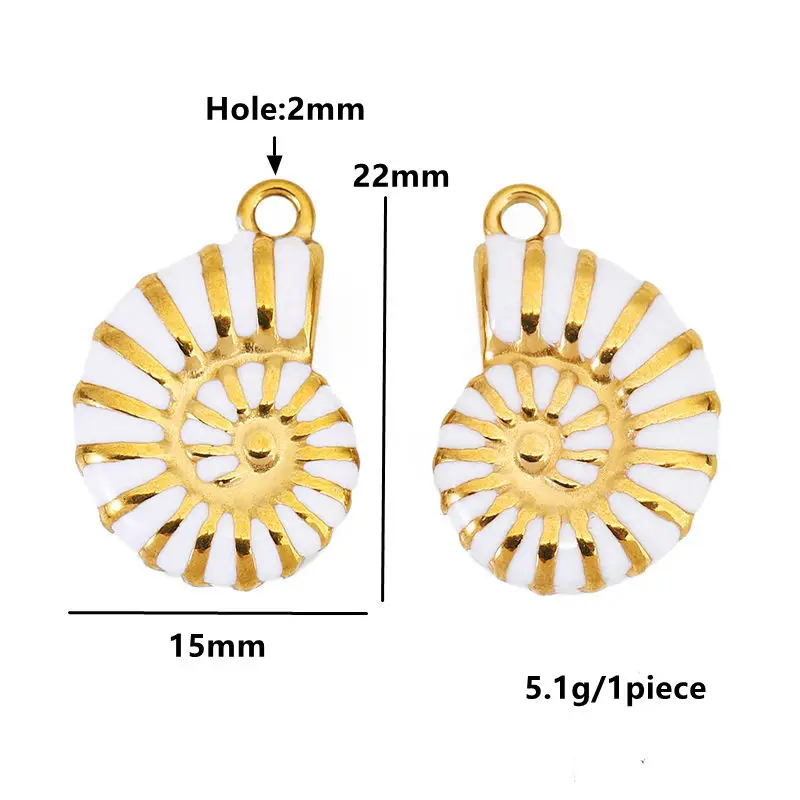 4pcs Stainless Steel Colorful Conch Charm Summer Blue Ocean Enamel Pendant for DIY Necklace Bracelet Jewelry Making Accessories view 4