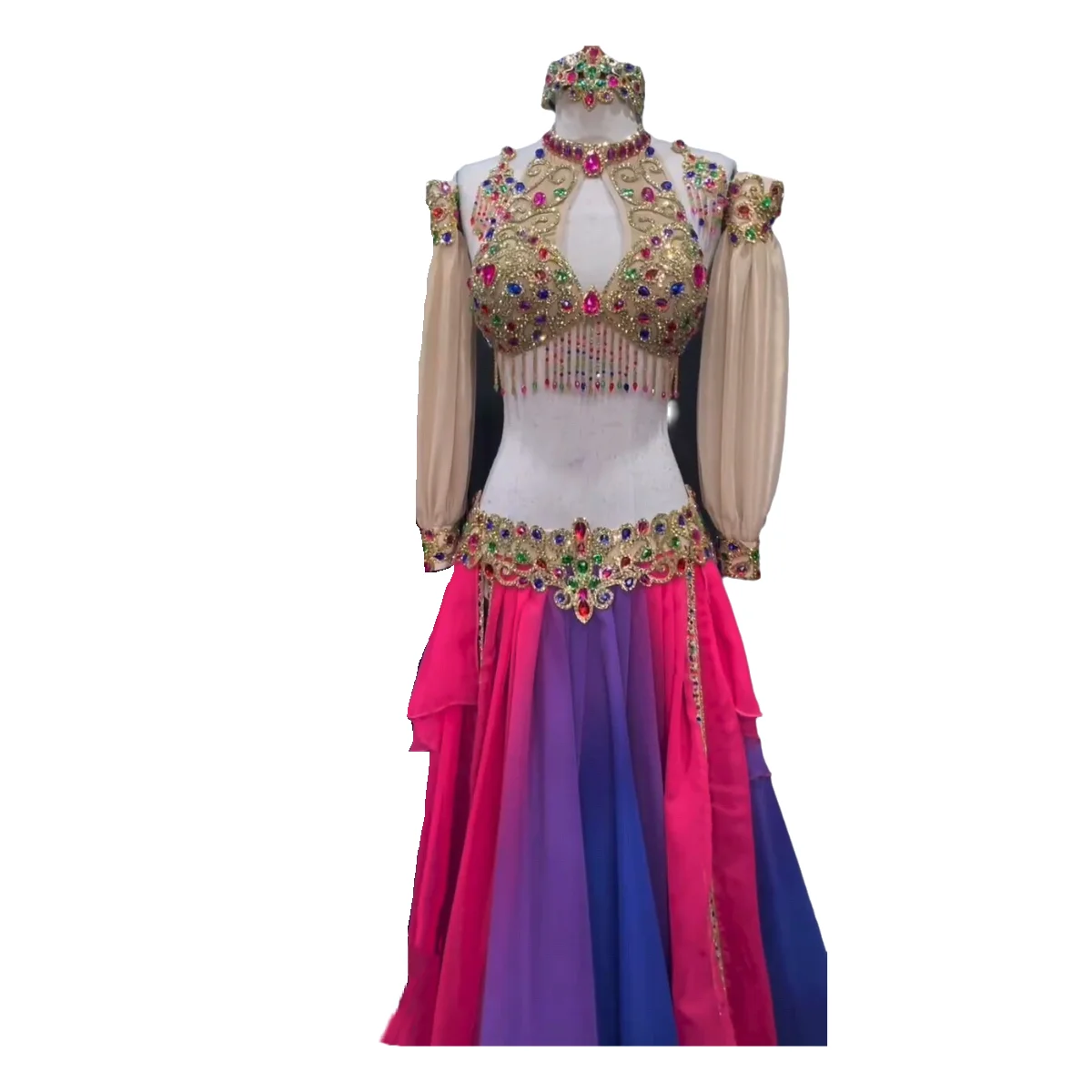 Latin Dance AB Stone Female Adult Children High end Customized Color Gradient Heavy Industry Tango Team Performance Dress