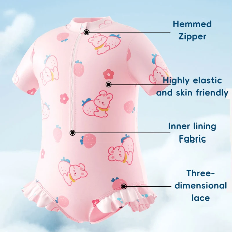 

2pcs Summer Kids Baby Girl Swimming Wear One Piece Heart Print Girls' Swimsuits Toddler Swimwear