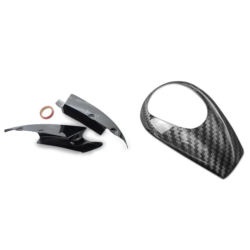 

2 Set Car Accessories: 1 Pcs Auto Gear Shift Knob Cover Trim & 1 Set Front Bumper Lip Angle Diffuser Splitter Spoiler