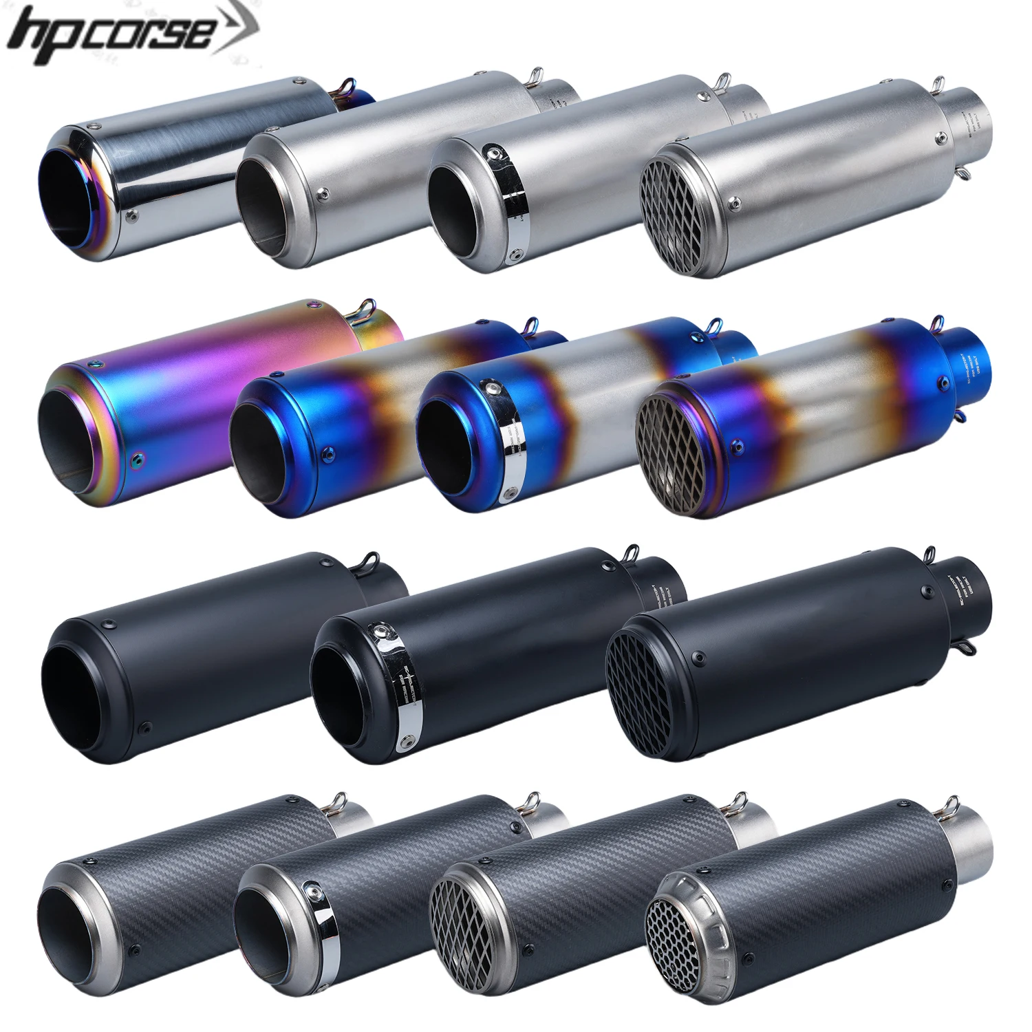 Universal 51mm motorcycle exhaust inox muffler carbon fiber exhaust for z900 R3 R25 MT07 MT09 R1 Z400 Z650
