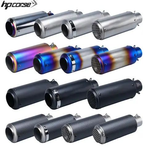 Universal 51mm motorcycle exhaust inox muffler carbon fiber exhaust for z900 R3 R25 MT07 MT09 R1 Z400 Z650