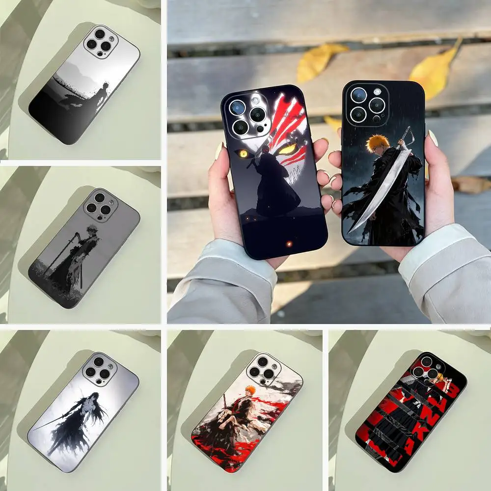 

B-Bleach- anime Ichigo Kurosaki Phone Case For iPhone 17,16,15,14,13,12,11 Pro Max, Lightweight and practical Soft Black Cover