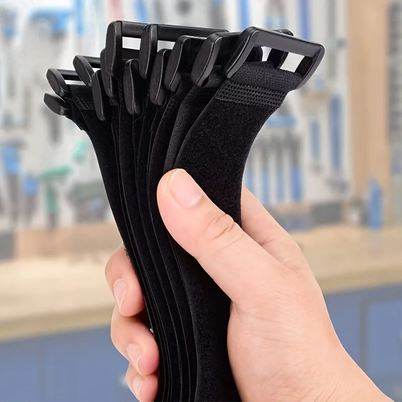 Schwarze Klettbänder wiederverwendbar aus Nylon Haken und Schlaufen Kabelbinder verstellbare Drahtbefestigung Spannbänder Kabelorganizer hält Leitungen geordnet verhindert Verwicklungen geeignet für
