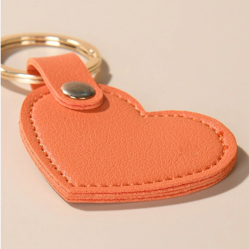 10Pcs Leather Heart Key Chain Leather Heart Personalized Keychain Women Car Key Holder Home Key Ring Charm Bag Car Pendant Gift