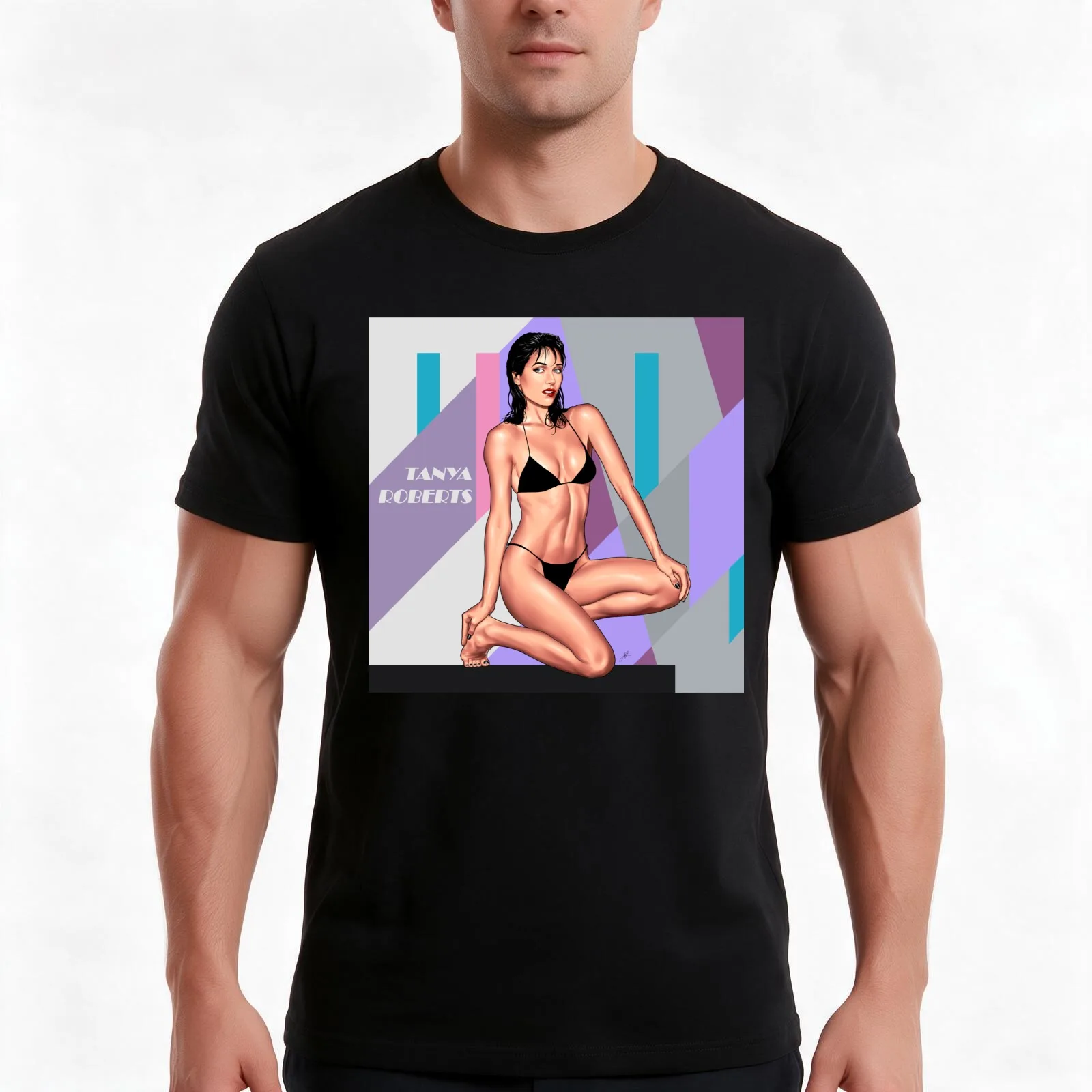 Tanya Roberts T-Shirt, Summer Casual Cotton Tee, Oversized Streetwear Tops, Vintage Graphic Print, Loose Fit Short Sleeve