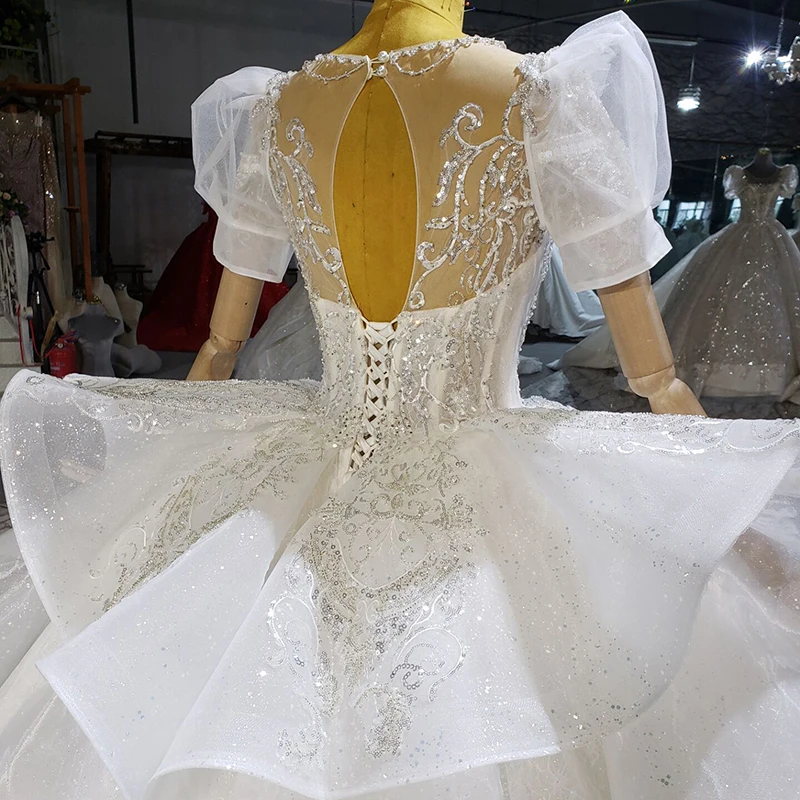 HTL2322-vestido de boda de manga larga con lazo, apliques de madrina, vestido de flores blanco para mujer