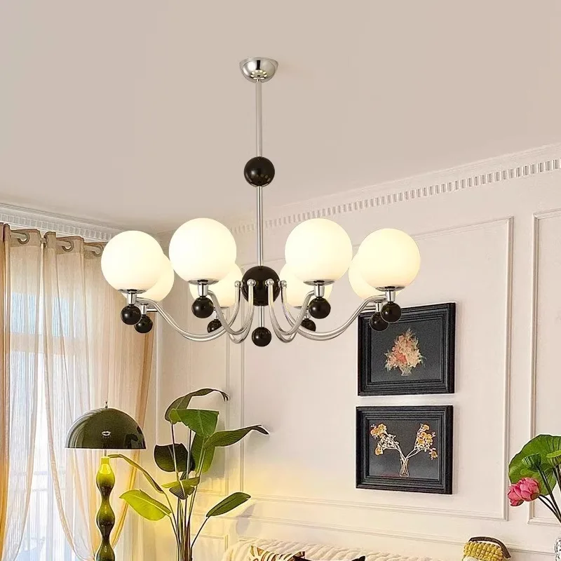 French Retro Middle Bauhaus Living Room Ceiling Chandelier Magic Bean Lampshade Bedroom Simple Dining Room LED Lighting Fixture