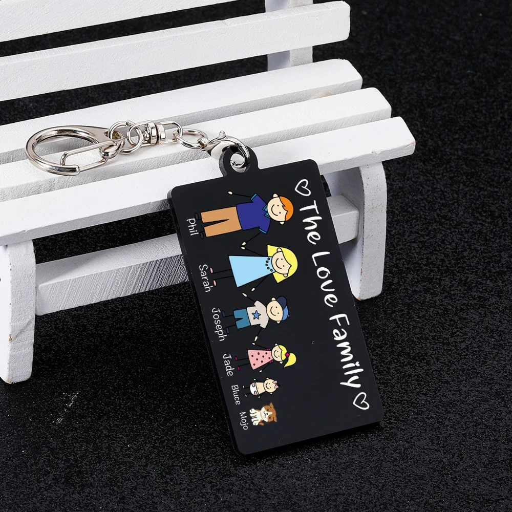 Customized Key Chain Cartoon Character Acrylic Transparent Key Chains Keychain Gift for Family Cute Present Cartoon Keychains