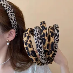 Vintage Leopard Print Sponge Hairband For Women Elegant Hair Ornament Headband Hair Hold Head Band Fashion Hair Accessories