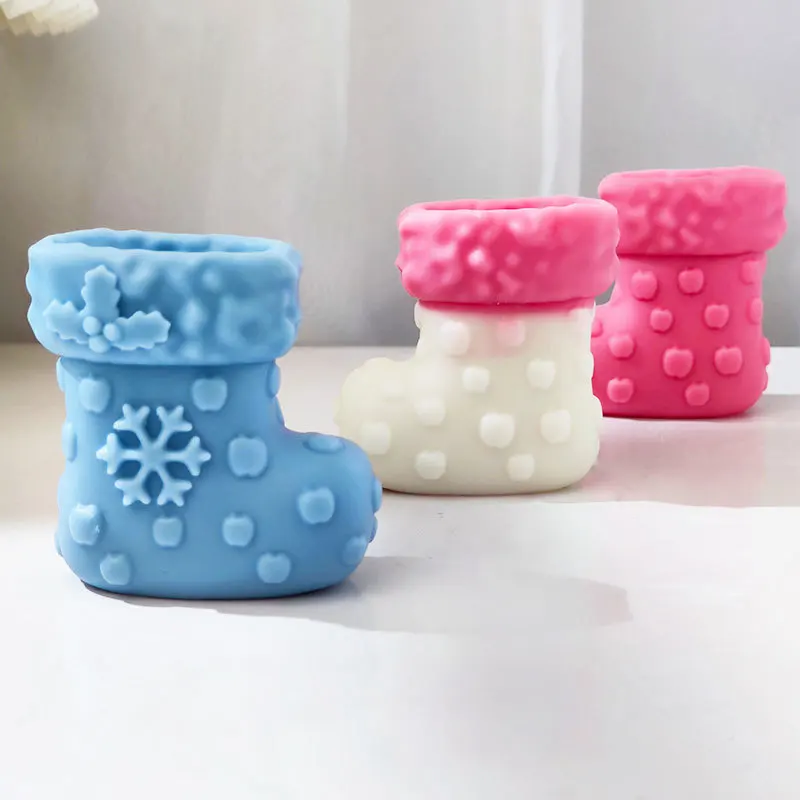 3D Cute Christmas Sock Candle Silicone Mold Christmas Boot Scented Candle Gypsum Making Mold Resin Tool Christmas Day Decor Gift