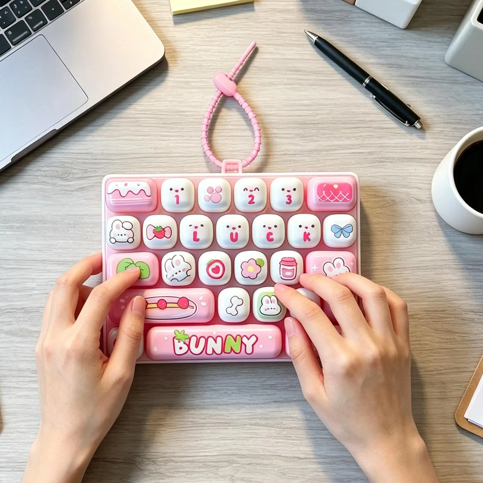 Fidget Keyboard Clicker Cartoon Cute Sensory Realistic Finger Press Button Kids Adults Clicker Key Button For Work School Travel