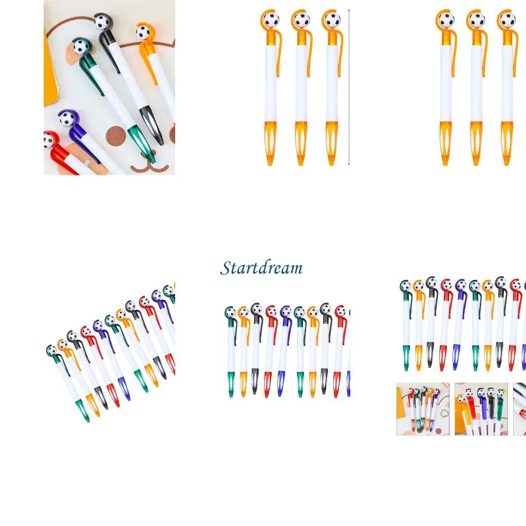 

12Pcs Football Ballpoint Pen 1.0MM Retractable Ballpoint Pen Soccer Themed Pen K92C