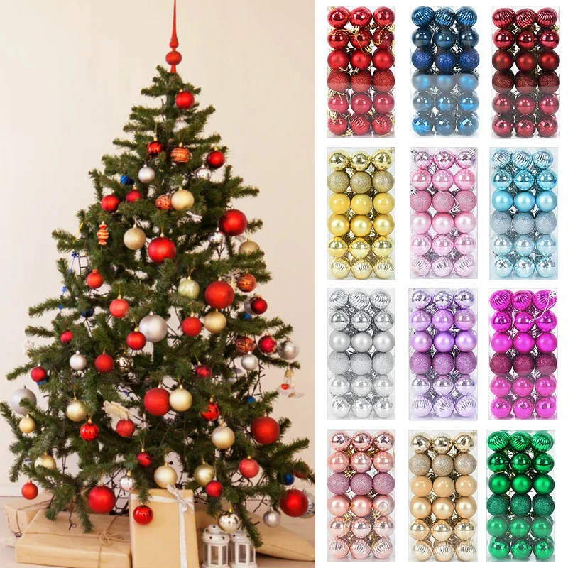 1 Box 3 cm Weihnachtskugeln Weihnachtsbaum Dekoration 2026 Neujahr Geschenk Zubehör Anhänger Home Party Gold Rot Dekor Zubehör