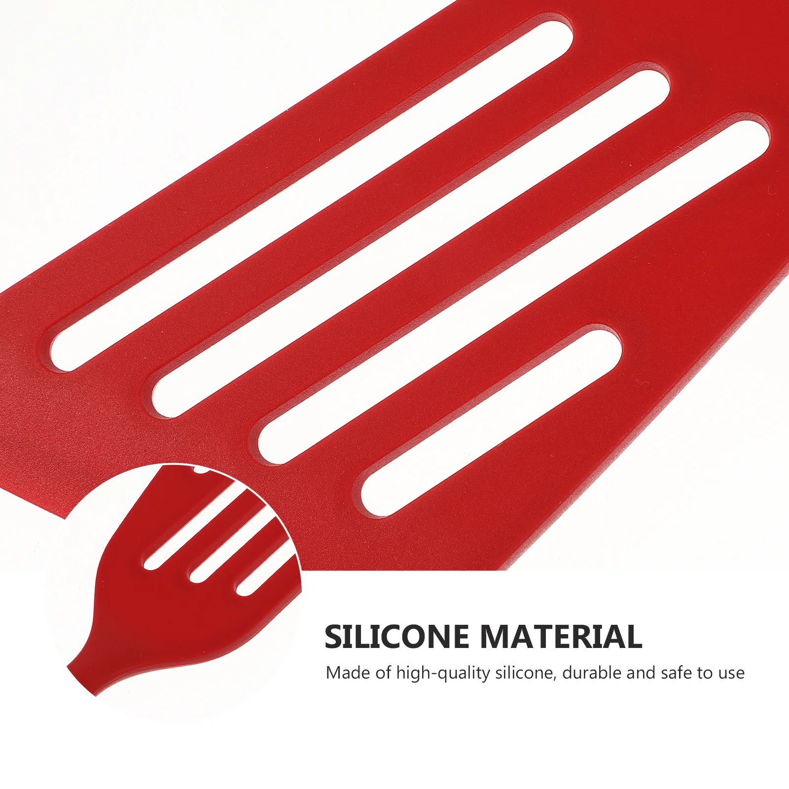 

1Pcs Silicone Cooking Shovel Red Heat Resistant Non Slip Handle Kitchen Tool Steak Spatula Home Frying Spatula