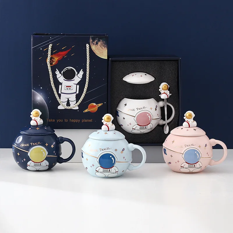 Creative Space Astronaut Large Capacity Ceramic Mug Gift Box Simple Water Cup Planet Mug