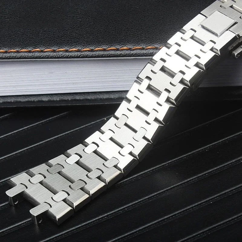 26mm 28mm  Silver 316L Stainless Steel Bracelet For AP 15400 Audemars Piguet Royal Oak Strap Men Watch Band