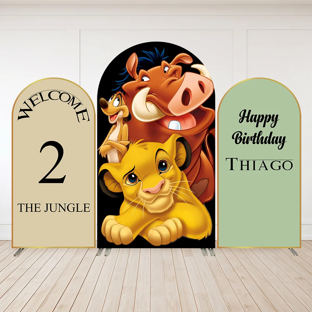 

Lion King Party Decoration for Boy Arch Backdrop Cover Kids Happy Birthday Background Simba Birthday Party Banner Supplies