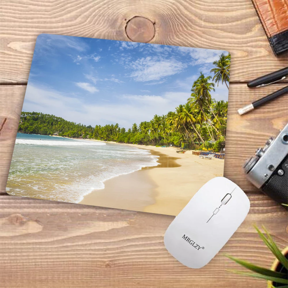 Table Mat Tropical Palm Mouse Pad Beach Computer Table Carpet Pad for Mouse Home Office Accessories Desk Mat Table Gaming